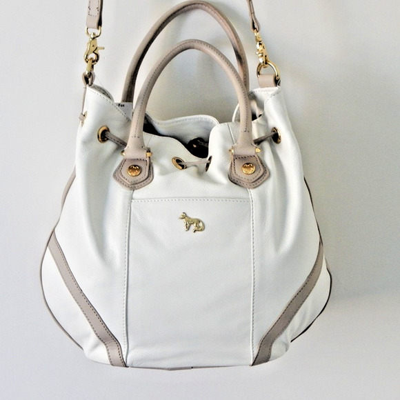 NWT EMMA FOX JUNO Leather Satchel Shoulder Handbag White NEW - Picture 7 of 16